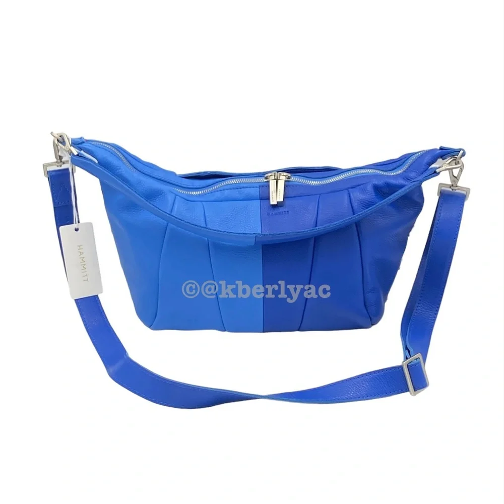 Hammitt Morgan Leather Oasis Blue Color Blocked Shoulder Hobo Bag - Picture 4 of 7